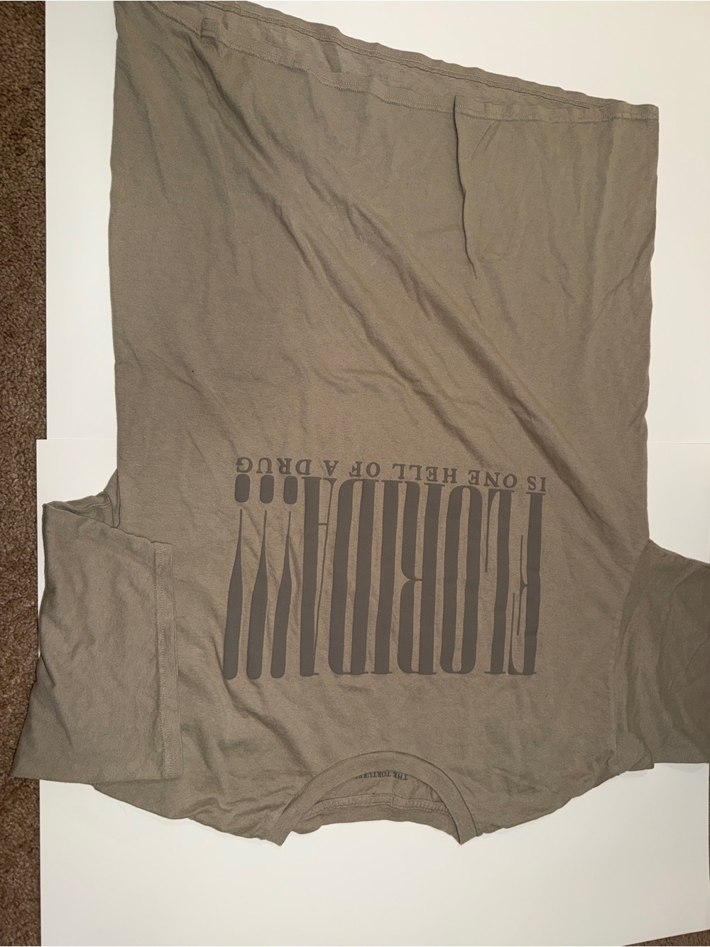 Taylor Swift Short Sleeve Tee in Olive Brown with Dark Brown Print